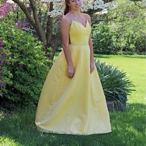 Sherri Hill Yellow Mikado Satin Prom dress